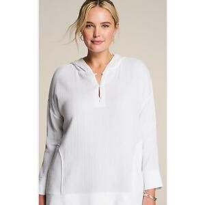 J. Jill Organic Cotton French Terry Gauze Hoodie Casual Loungewear Size XL